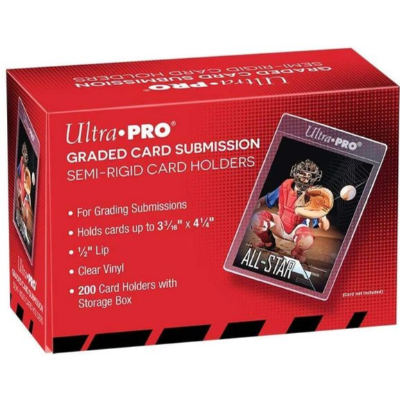 Ultra Pro Graded Card Submission Semi Rigid 1/2-inch Lip Tall Sleeves | 200-Count with Storage Box