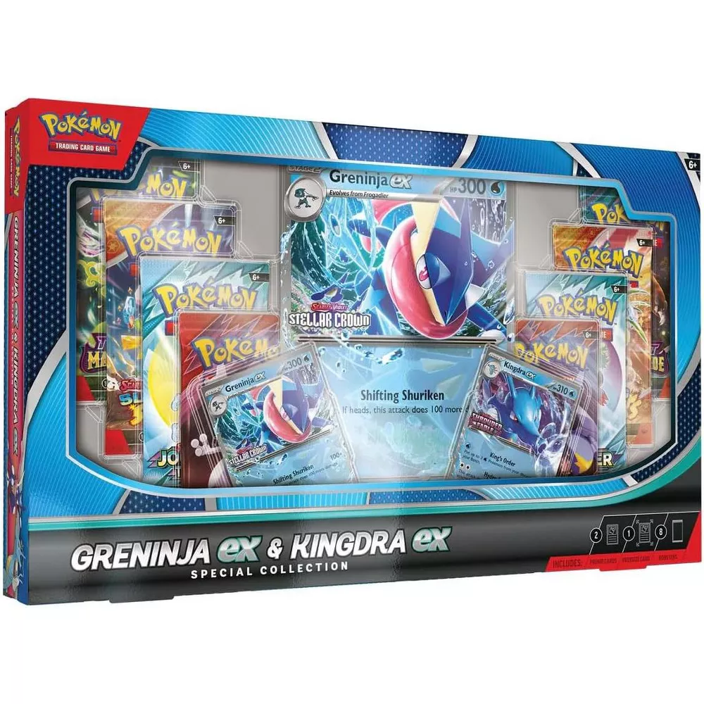Pokemon TCG Greninja EX & Kingdra EX Special Collection Box - 8 Packs, Promo Cards