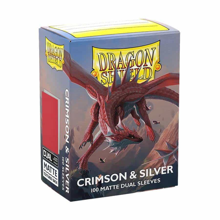 Dragon Shield Sleeves: Standard Matte Dual 100 Count - Crimson and Silver