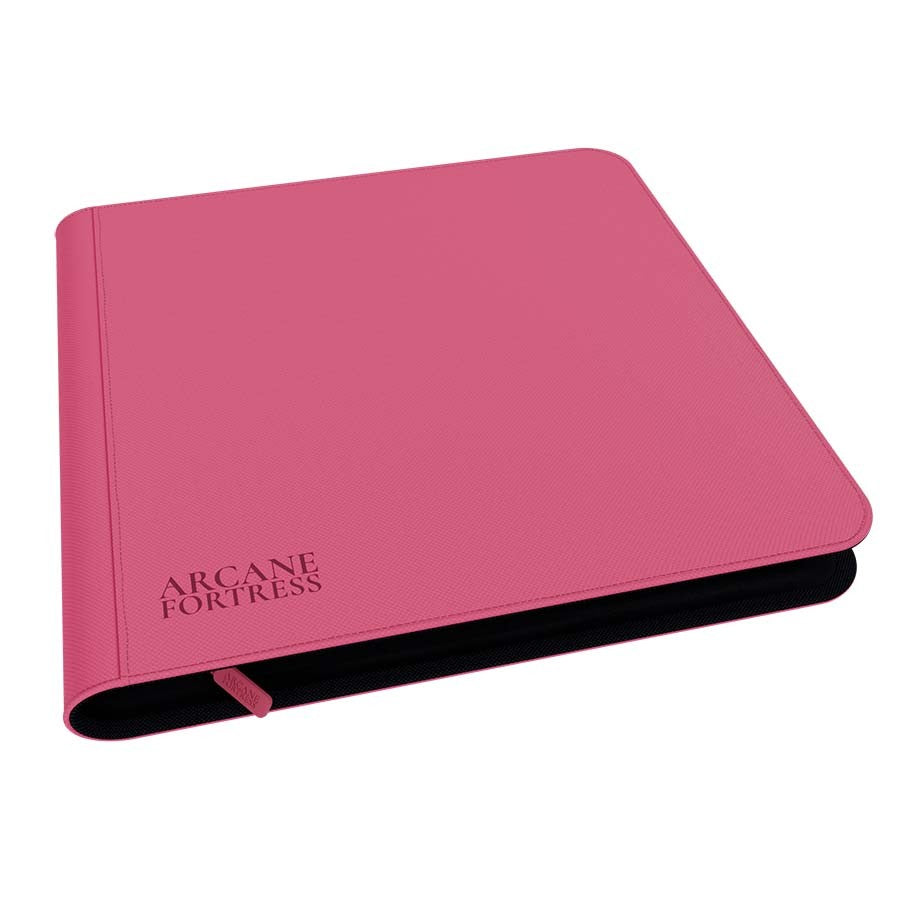 ARCANE FORTRESS: SOLID COLOR: PINK 12-POCKET ZIPPER BINDER