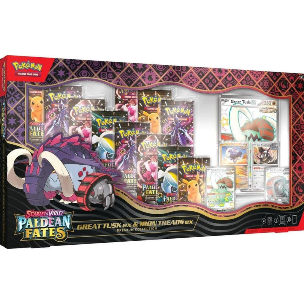 Pokemon TCG Paldean Fates Great Tusk ex & Iron Threads Premium Collection - 11 Packs