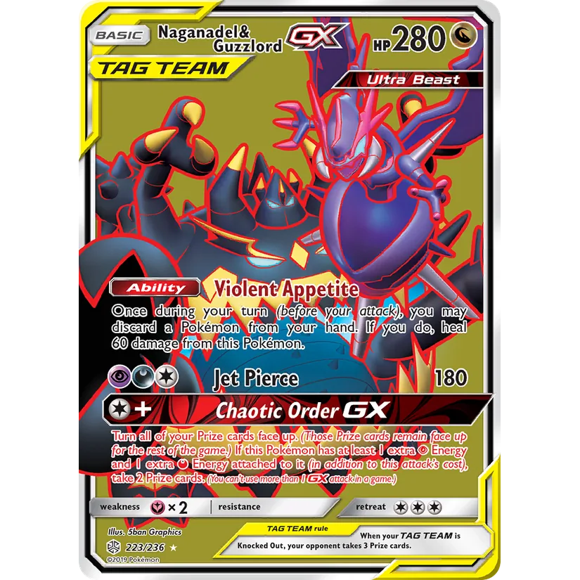 [NM] Naganadel & Guzzlord GX (Full Art) #223/236-SM - Cosmic Eclipse