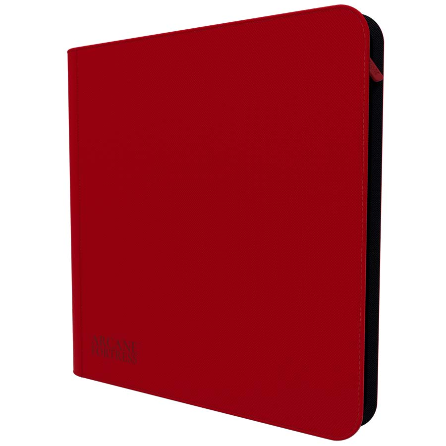 ARCANE FORTRESS: SOLID COLOR: RED 12-POCKET ZIPPER BINDER