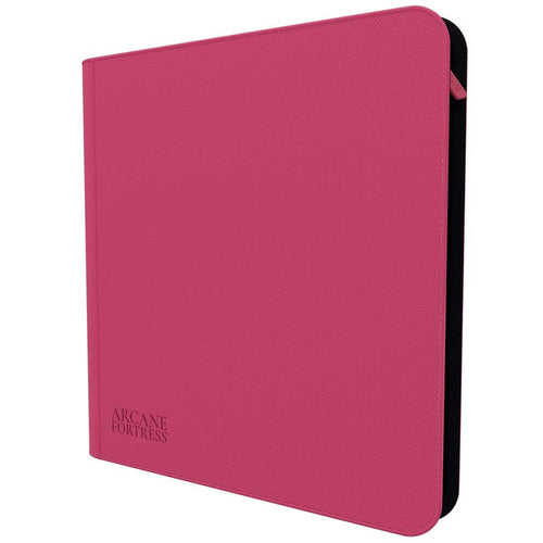 ARCANE FORTRESS: SOLID COLOR: PINK 12-POCKET ZIPPER BINDER