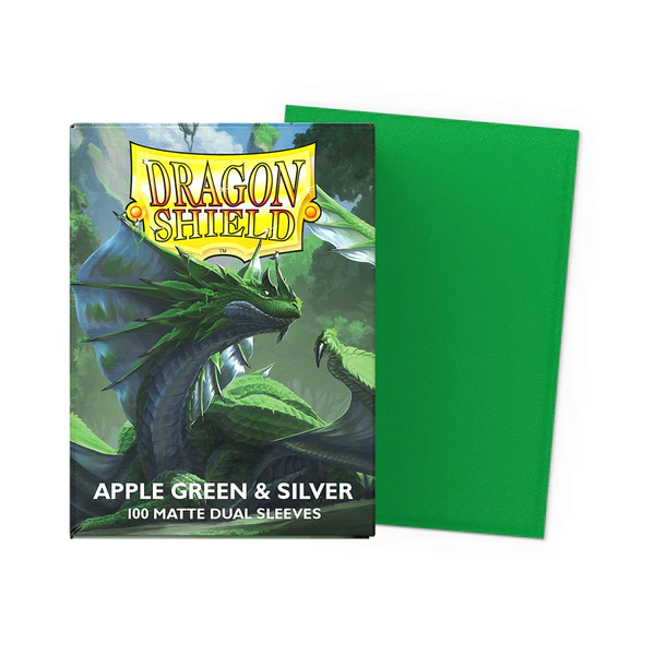 Dragon Shield Sleeves: Standard Matte Dual 100 Count - Apple Green & Silver