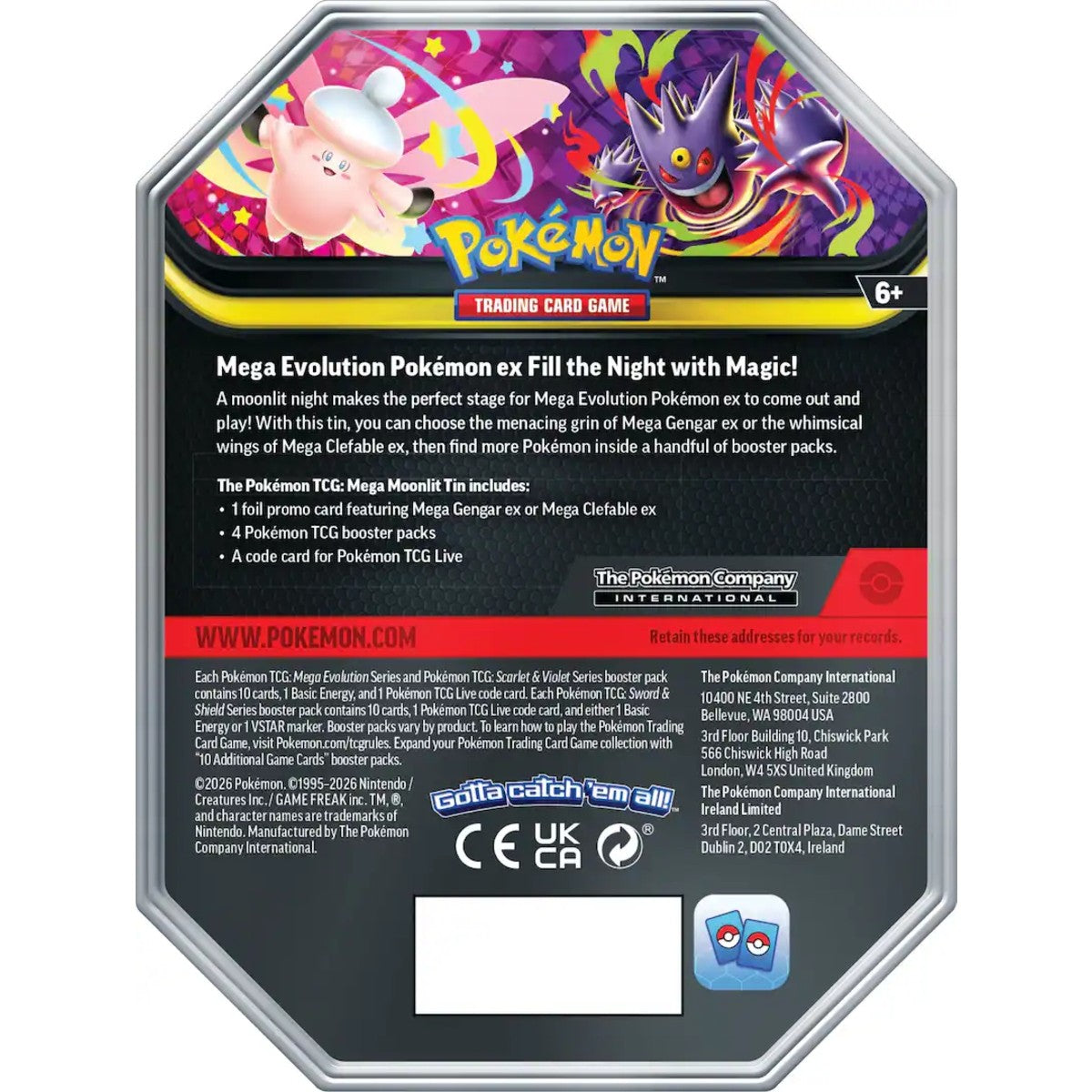 Pokémon - Trading Card Game: Mega Moonlit Tin - Styles May Vary