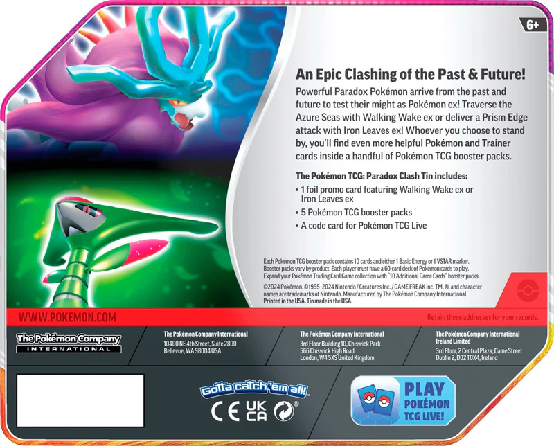 Pokemon TCG: Scarlet & Violet - Paradox Clash Tin - Walking Wake Ex