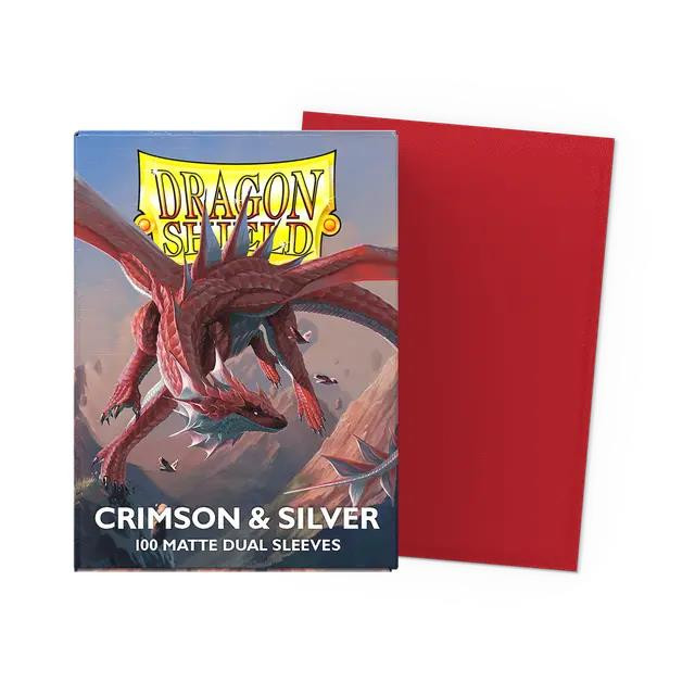 Dragon Shield Sleeves: Standard Matte Dual 100 Count - Crimson and Silver