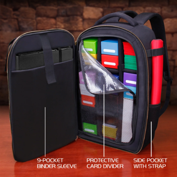 ENHANCE MTG Backpack for Deck Boxes, Sleeved Cards, Playmat (Black)