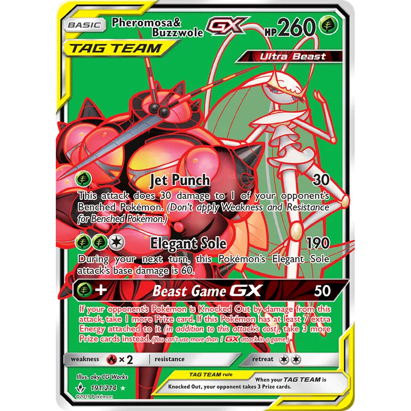 [NM] Pheromosa & Buzzwole GX (191) (Full Art) #191/214-SM - Unbroken Bonds