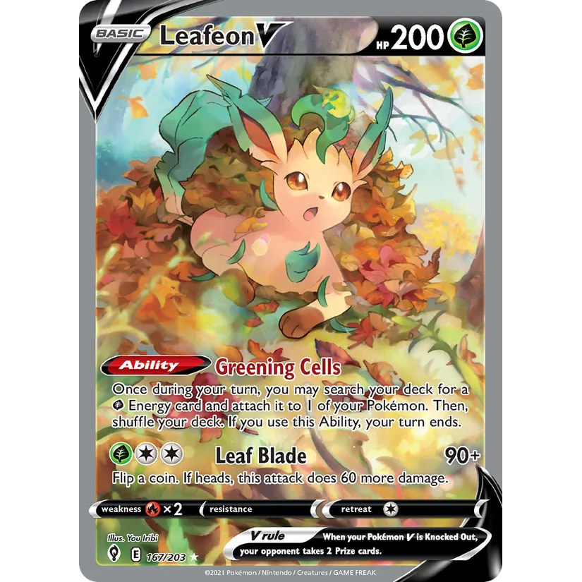 [NM] Leafeon V (Alternate Full Art) #167/203-SWSH07: Evolving Skies