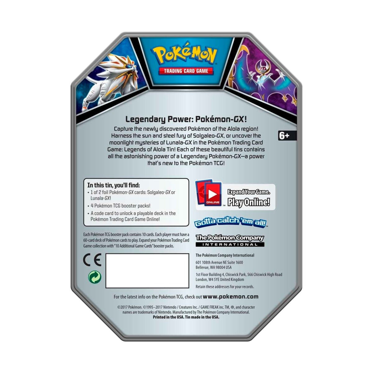 Legends of Alola Tin [Solgaleo GX] - SM Base Set (SM01)