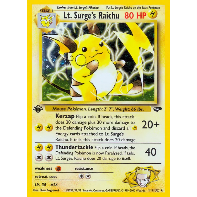 [NM] Lt. Surge's Raichu #011/132-Gym Challenge