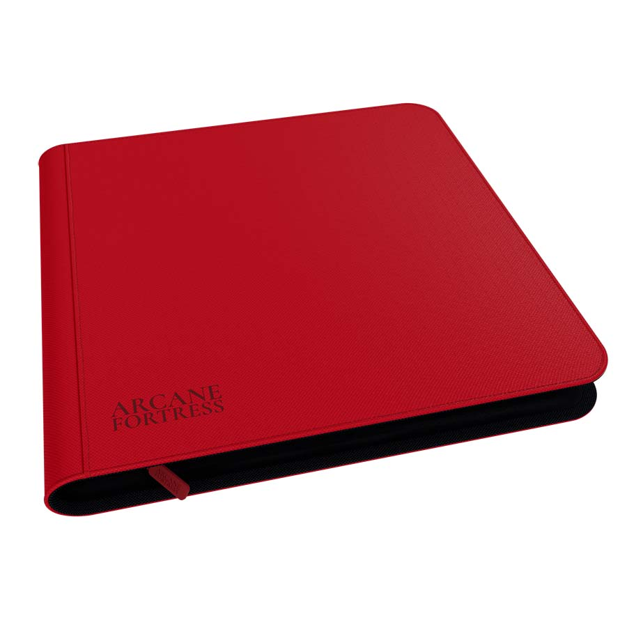 ARCANE FORTRESS: SOLID COLOR: RED 12-POCKET ZIPPER BINDER